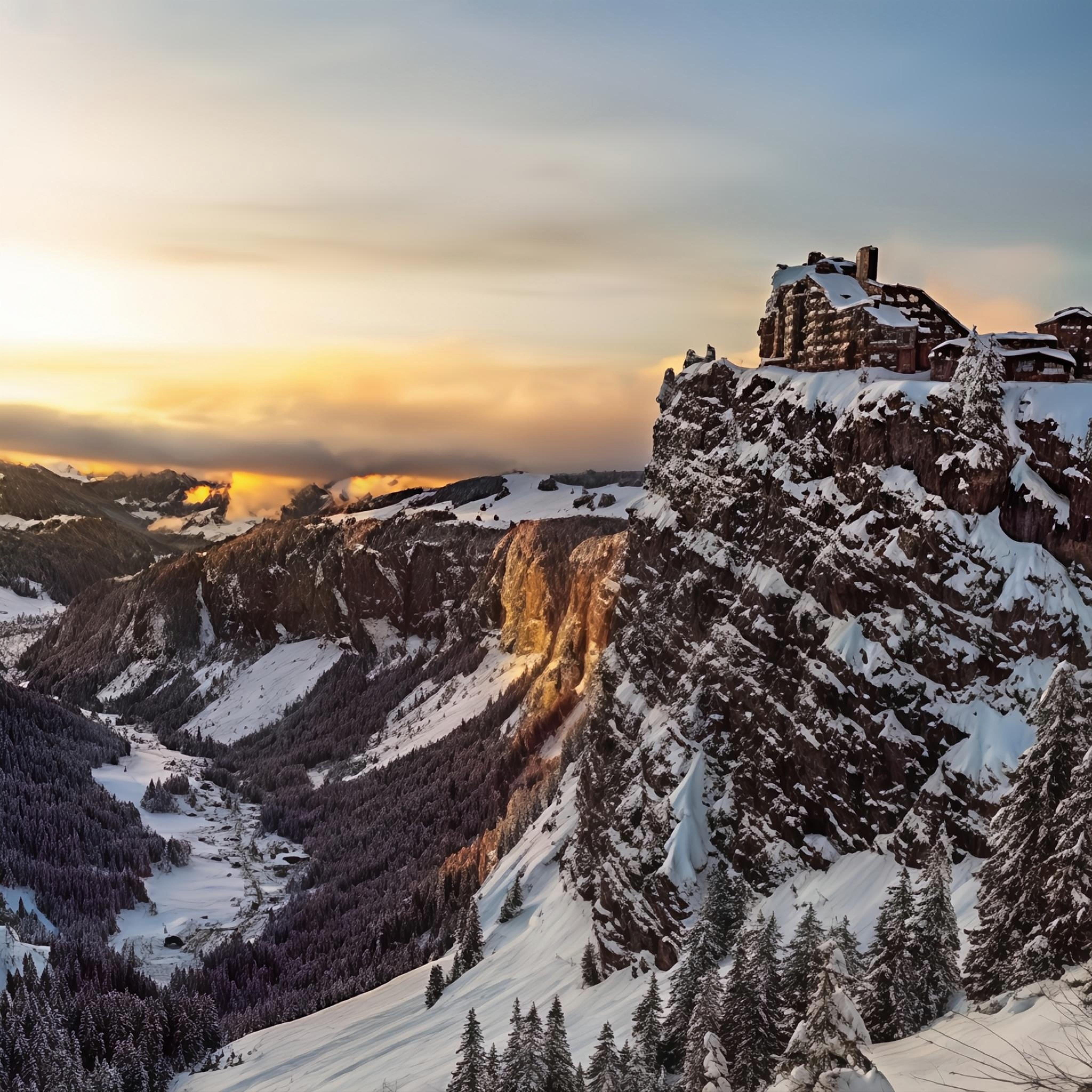 Avoriaz coucher de soleil sur la falaise
