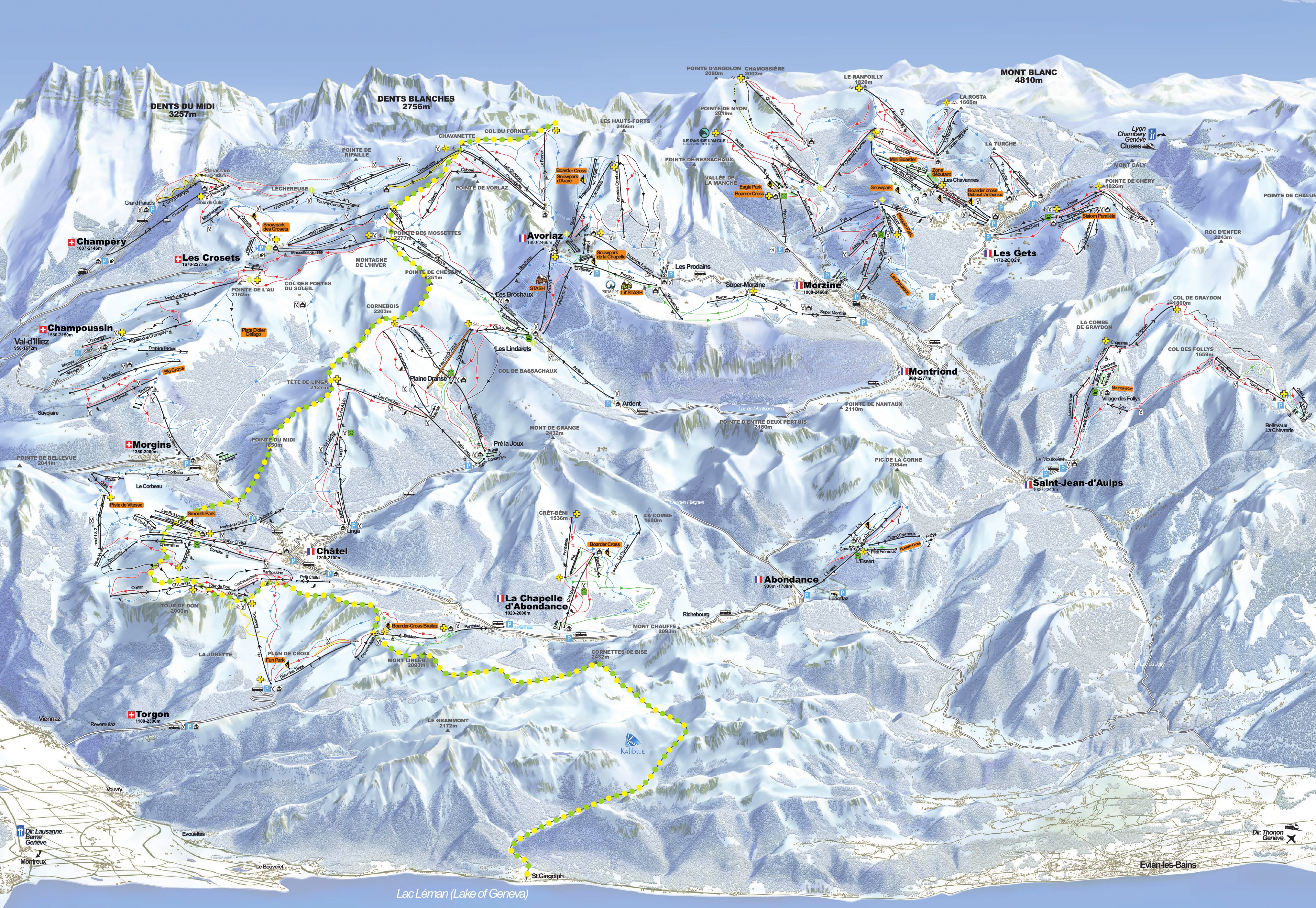 Plan des pistes Portes du Soleil
